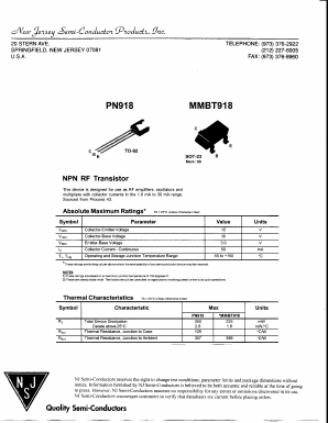MMBT918 Datasheet PDF New Jersey Semiconductor