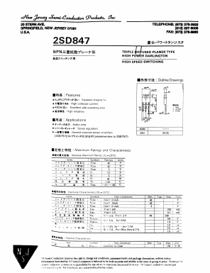 D847 Datasheet PDF New Jersey Semiconductor