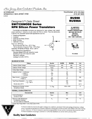 BUS98 Datasheet PDF New Jersey Semiconductor