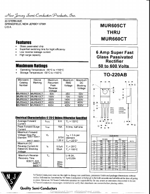 MUR605CT Datasheet PDF New Jersey Semiconductor