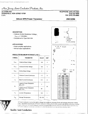 C3296 Datasheet PDF New Jersey Semiconductor