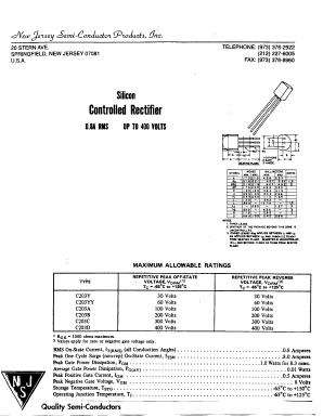 C203C Datasheet PDF New Jersey Semiconductor