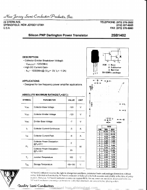 2SB1402 Datasheet PDF New Jersey Semiconductor