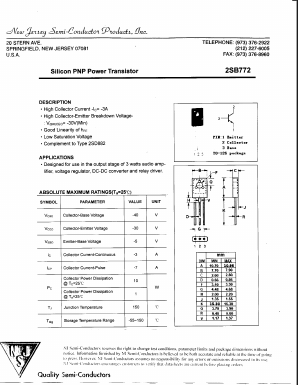 2SB772 Datasheet PDF New Jersey Semiconductor