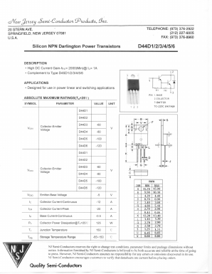 D44D1 Datasheet PDF New Jersey Semiconductor