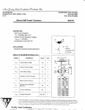 2SA747 Datasheet PDF New Jersey Semiconductor