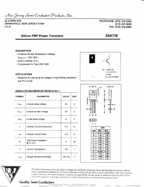 2SA738 Datasheet PDF New Jersey Semiconductor