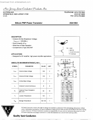 2SA1063 Datasheet PDF New Jersey Semiconductor
