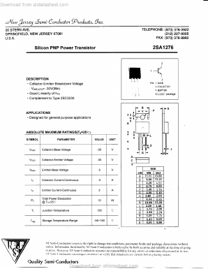 2SA1276 Datasheet PDF New Jersey Semiconductor