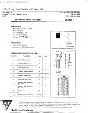 2SA1357 Datasheet PDF New Jersey Semiconductor