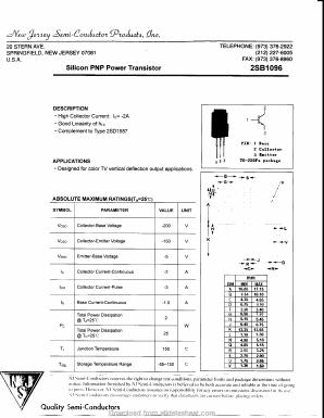 B1096 Datasheet PDF New Jersey Semiconductor