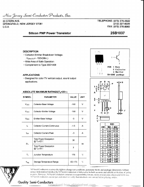 2SB1037 Datasheet PDF New Jersey Semiconductor