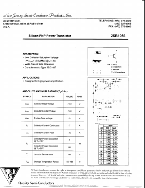 2SB1056 Datasheet PDF New Jersey Semiconductor