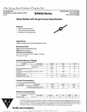 BZW03 Datasheet PDF New Jersey Semiconductor