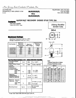 MUR2520 Datasheet PDF New Jersey Semiconductor
