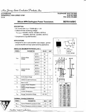 BDT61C Datasheet PDF New Jersey Semiconductor