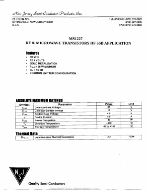 MS1227 Datasheet PDF New Jersey Semiconductor