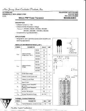 BD246 Datasheet PDF New Jersey Semiconductor