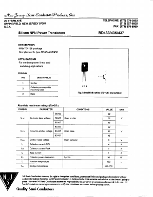 BD433 Datasheet PDF New Jersey Semiconductor