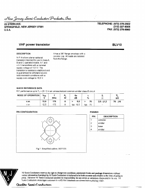 BLV10 Datasheet PDF New Jersey Semiconductor