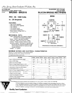 BR2501 Datasheet PDF New Jersey Semiconductor