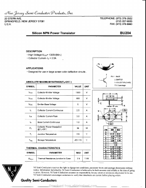 BU204 Datasheet PDF New Jersey Semiconductor