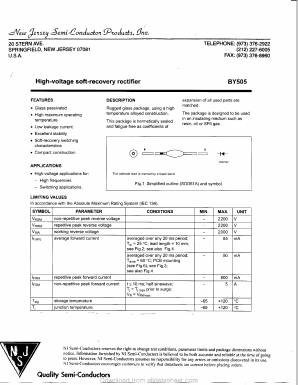 BY505 Datasheet PDF New Jersey Semiconductor