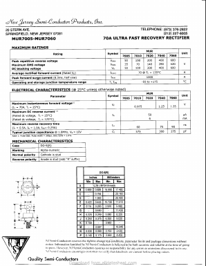 MUR7010 Datasheet PDF New Jersey Semiconductor