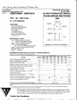 GBPC602 Datasheet PDF New Jersey Semiconductor