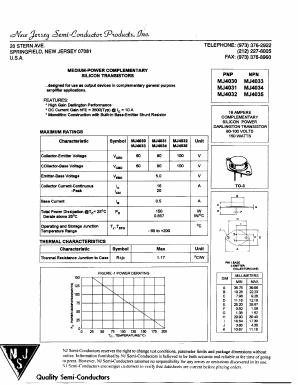 MJ4035 Datasheet PDF New Jersey Semiconductor