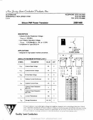 2SB1468 Datasheet PDF New Jersey Semiconductor