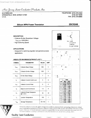 C5249 Datasheet PDF New Jersey Semiconductor