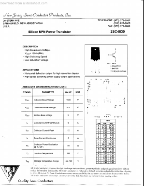 2SC4830 Datasheet PDF New Jersey Semiconductor