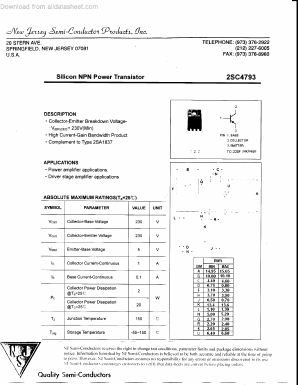 2SC4793 Datasheet PDF New Jersey Semiconductor