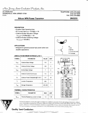 2N3233 Datasheet PDF New Jersey Semiconductor