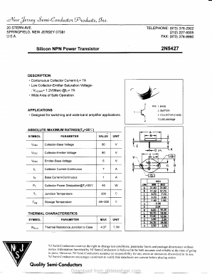 2N5427 Datasheet PDF New Jersey Semiconductor