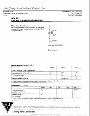BZX55C110 Datasheet PDF New Jersey Semiconductor