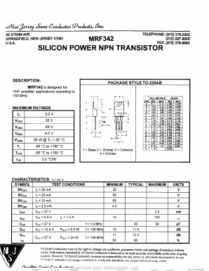 MRF342 Datasheet PDF New Jersey Semiconductor
