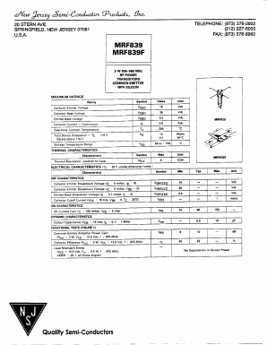MRF839F Datasheet PDF New Jersey Semiconductor