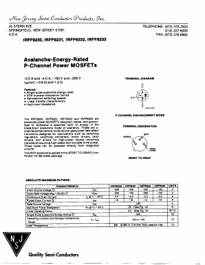 IRFF9230 Datasheet PDF New Jersey Semiconductor