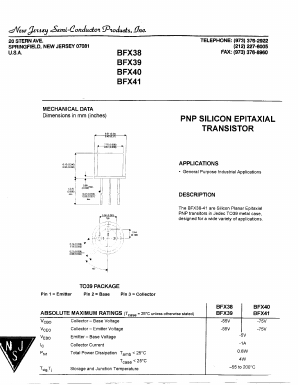 BFX38 Datasheet PDF New Jersey Semiconductor