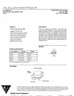 IRF220 Datasheet PDF New Jersey Semiconductor