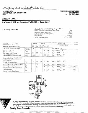2N5020 Datasheet PDF New Jersey Semiconductor