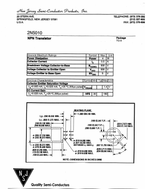 2N5010 Datasheet PDF New Jersey Semiconductor