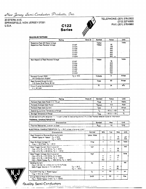 C122 Datasheet PDF New Jersey Semiconductor