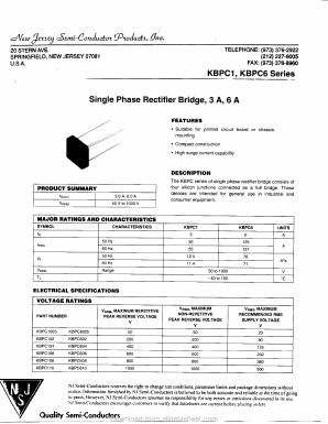 KBPC608 Datasheet PDF New Jersey Semiconductor
