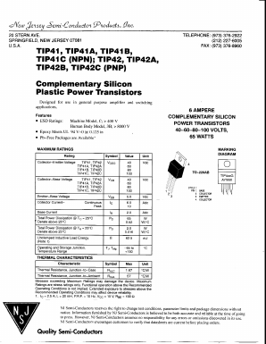 TIP42 Datasheet PDF New Jersey Semiconductor