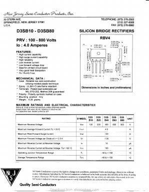 D3SB80 Datasheet PDF New Jersey Semiconductor