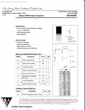 2SC4538R Datasheet PDF New Jersey Semiconductor