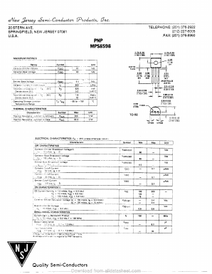 MPS8598 Datasheet PDF New Jersey Semiconductor